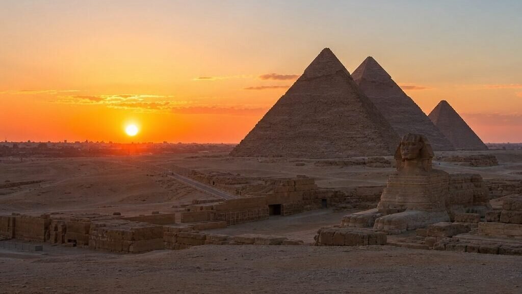 Sunset at the Giza Pyramids