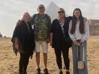 guests in front of pyramids